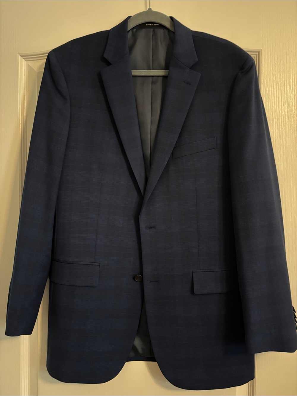 Kenneth Cole Dark Blue Windowpane Sport Coat size 40L
